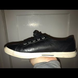 Black leather sneakers